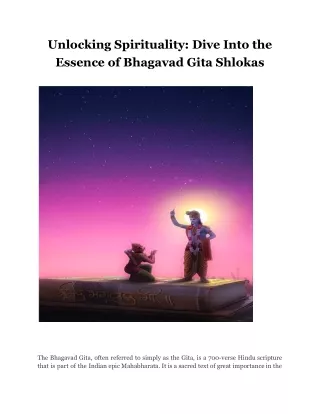 Unlocking Spirituality Dive Into the Essence of Bhagavad Gita Shlokas