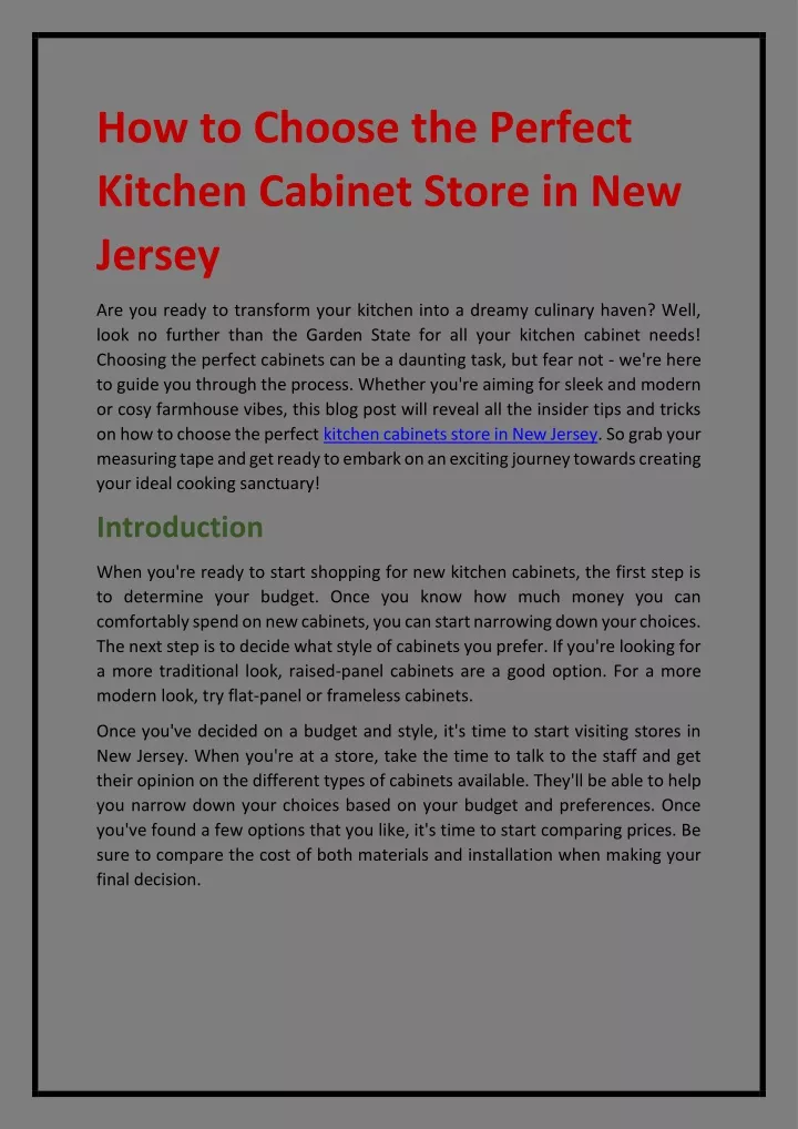 how to choose the perfect kitchen cabinet store