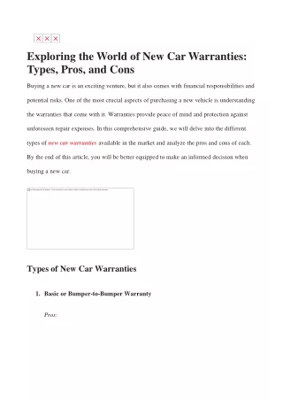 exploring the world of new car warranties types