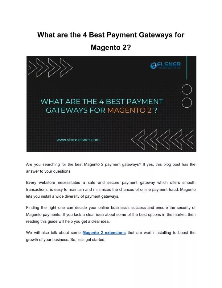 what are the 4 best payment gateways for
