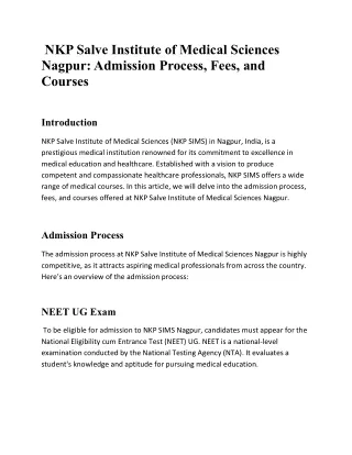 NKP Salve Institute of Medical Sciences Nagpur