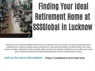 Finding Your Ideal Retirement Home at SSSGlobal in Lucknow
