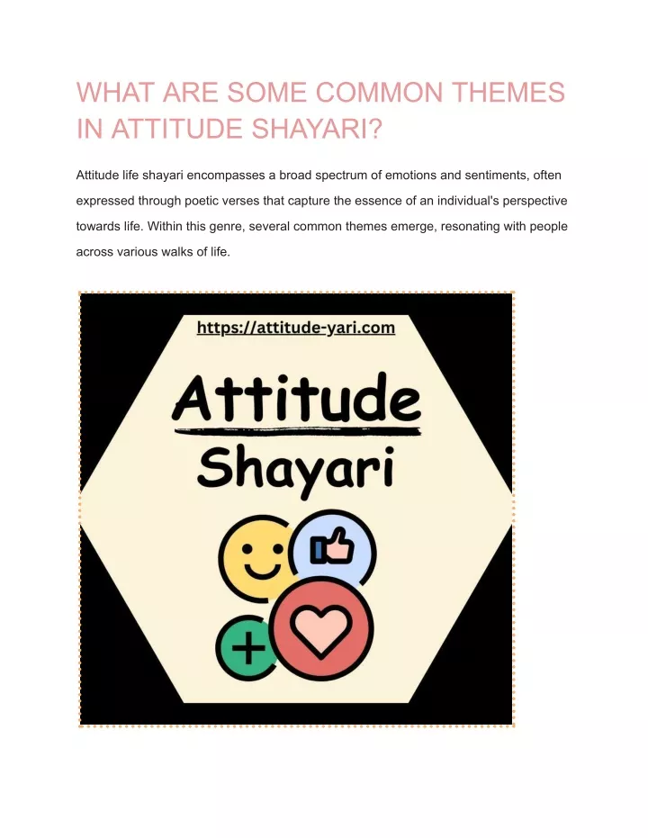 what are some common themes in attitude shayari