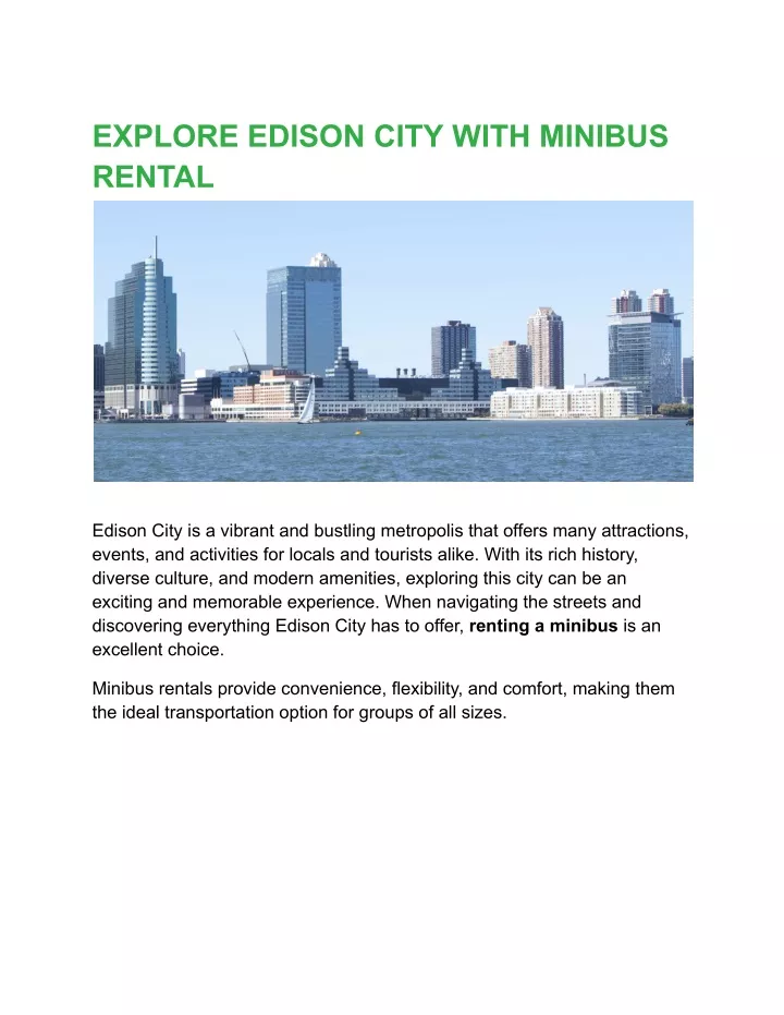 explore edison city with minibus rental