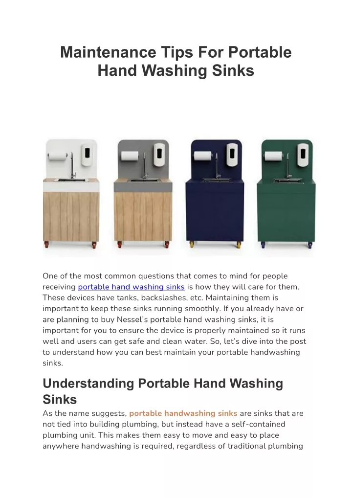 maintenance tips for portable hand washing sinks