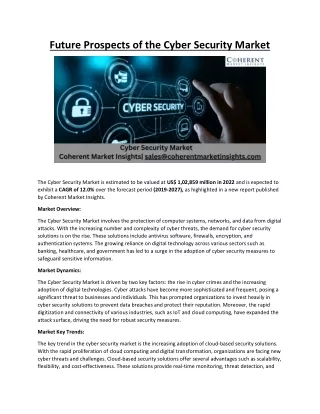 Future Prospects of the Cyber Security Market