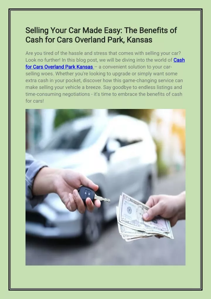 selling your car made easy the benefits