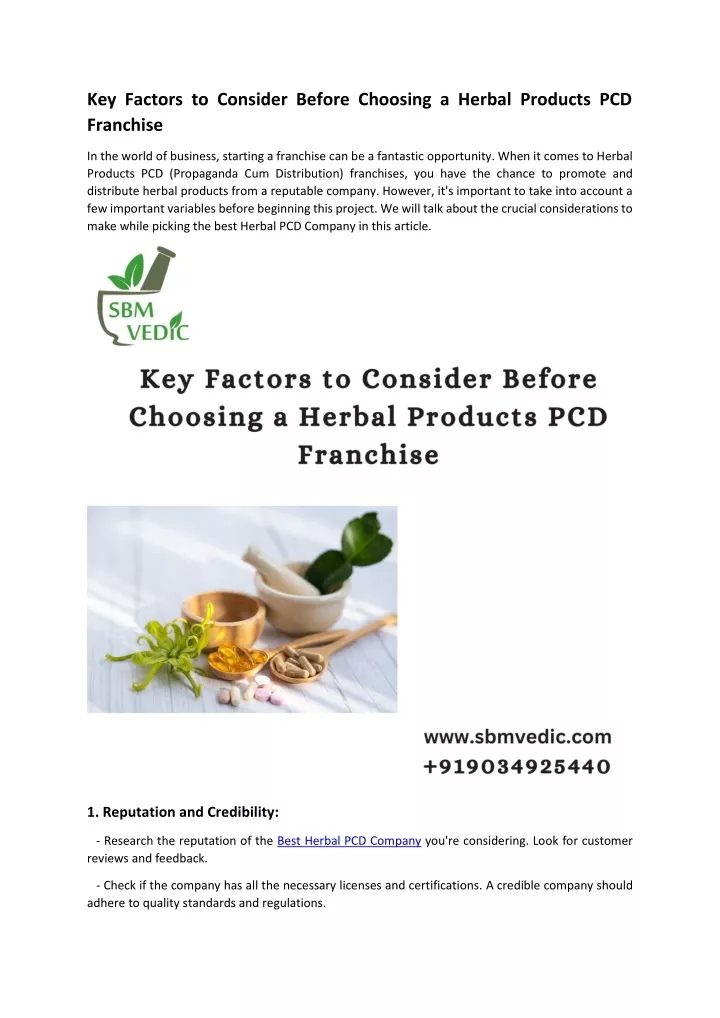 key factors to consider before choosing a herbal