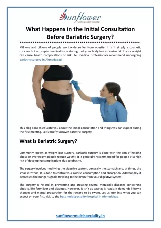 What Happens in the Initial Consultation Before Bariatric Surgery?