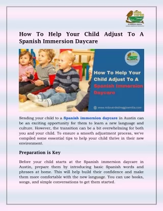 How To Help Your Child Adjust To A Spanish Immersion Daycare