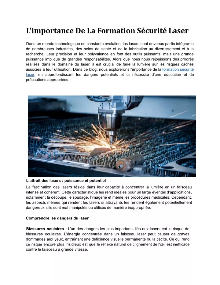 l importance de la formation s curit laser