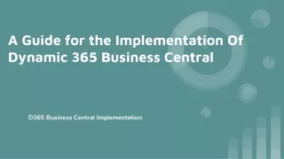 A Guide for the Implementation Of Dynamic 365 Business Central