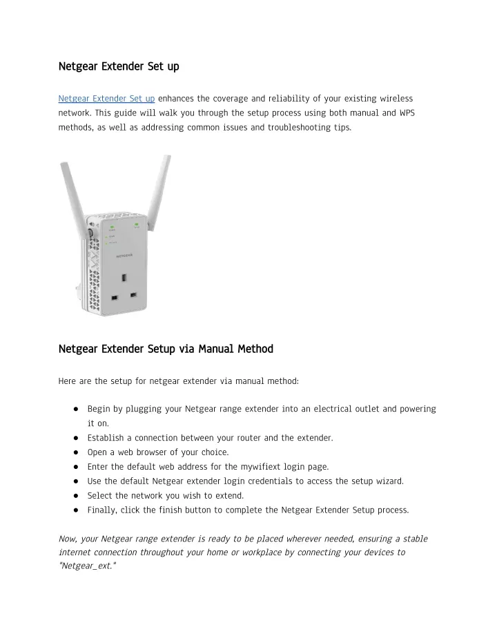 netgear extender set up