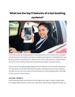 What are the top 5 features of a taxi booking systems?