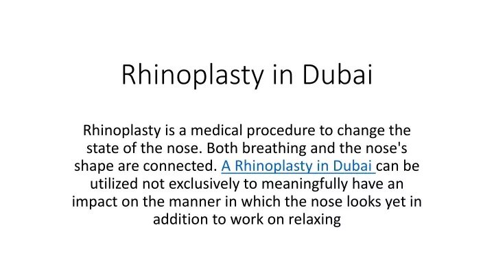 rhinoplasty in dubai