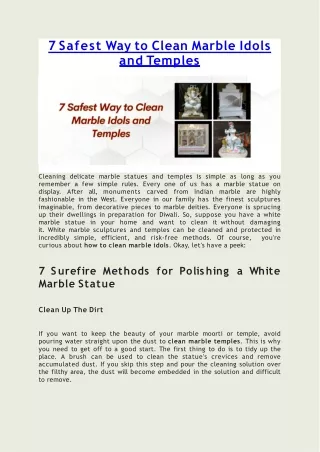 7 safest way to clean marble idols and temples