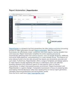report automation reportgarden
