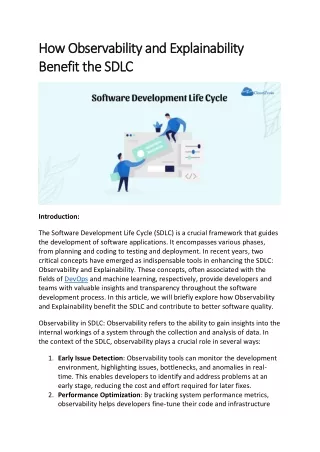 How Observability and Explainability Benefit the SDLC