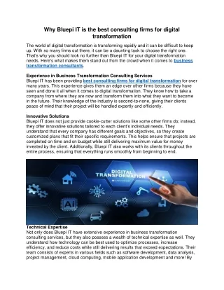 why bluepi it is the best consulting firms