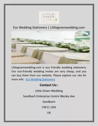 Eco Wedding Stationery | Littlegreenwedding.com