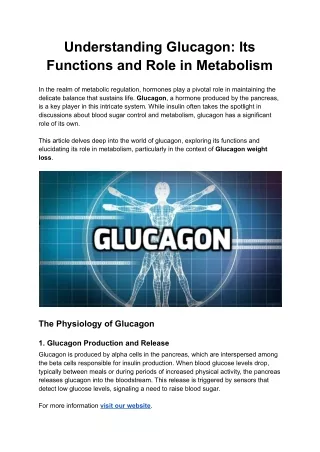 Understanding Glucagon_ Its Functions and Role in Metabolism