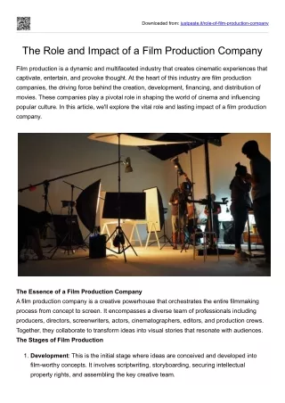 The Role and Impact of a Film Production Company