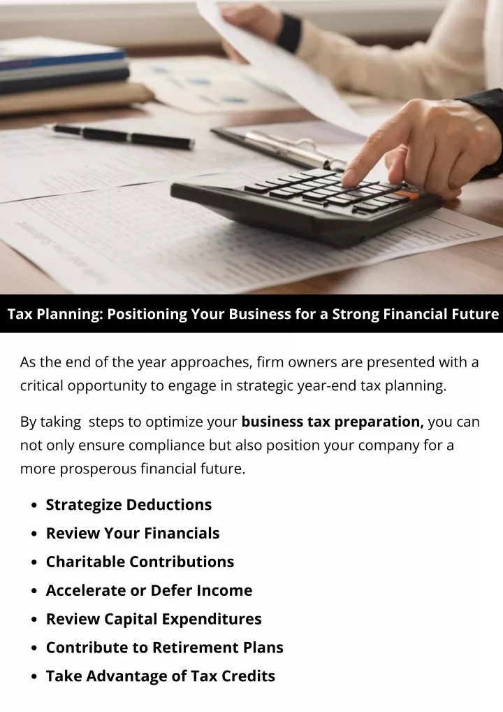 tax planning positioning your business