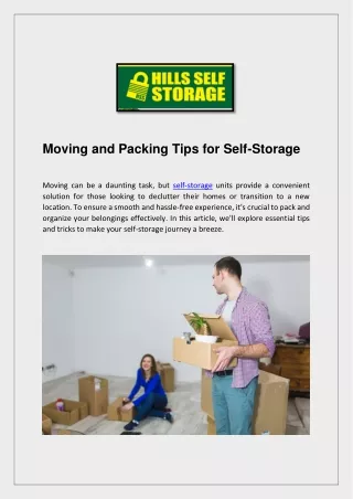 Moving and Packing Tips for Self-Storage