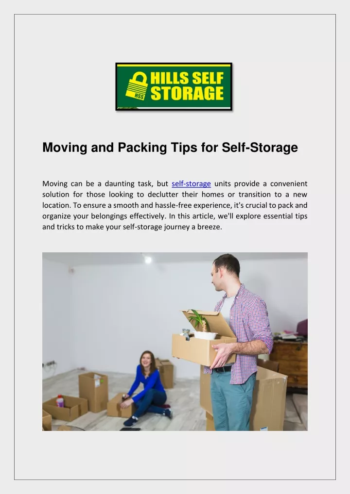 moving and packing tips for self storage