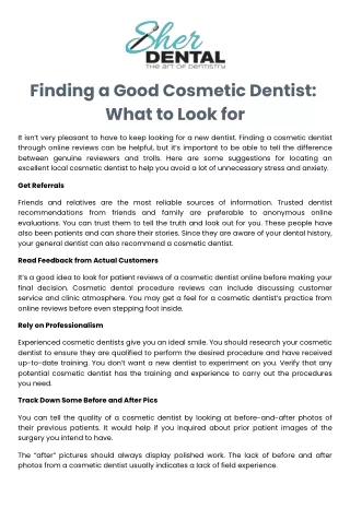 Finding a Good Cosmetic Dentist What to Look for