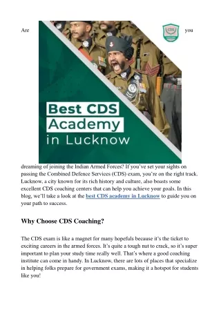 Best CDS Academy in Lucknow