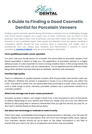 A Guide to Finding a Good Cosmetic Dentist for Porcelain Veneers