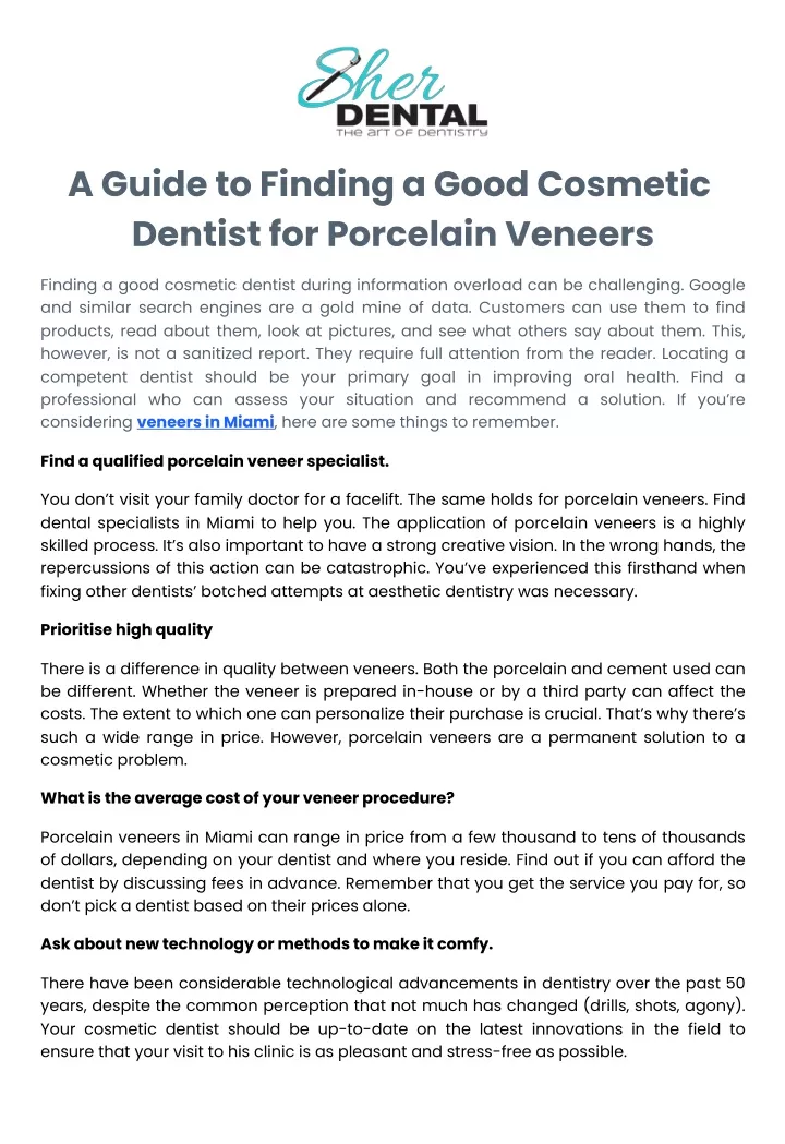 a guide to finding a good cosmetic dentist