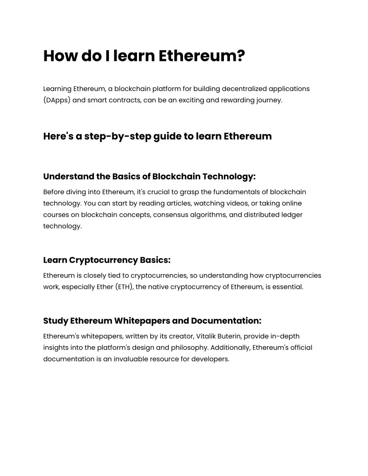 how do i learn ethereum