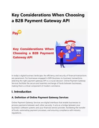 Key Considerations When Choosing a B2B Payment Gateway API