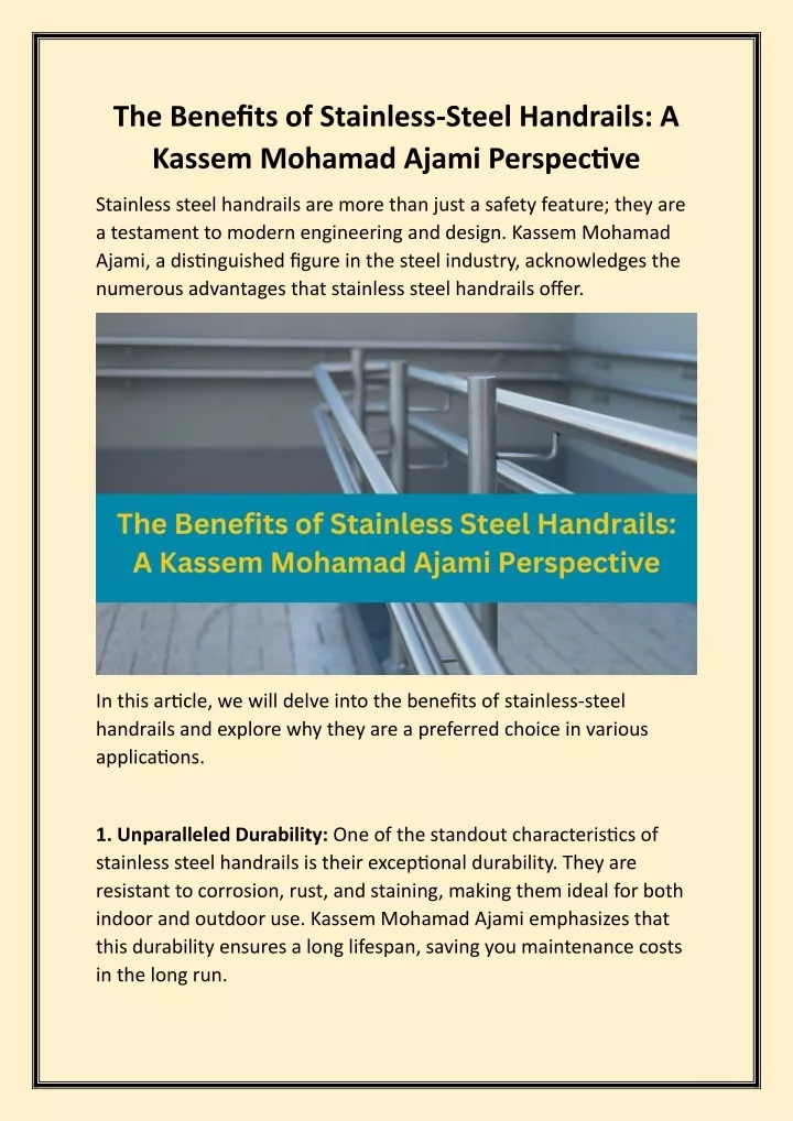 the benefits of stainless steel handrails