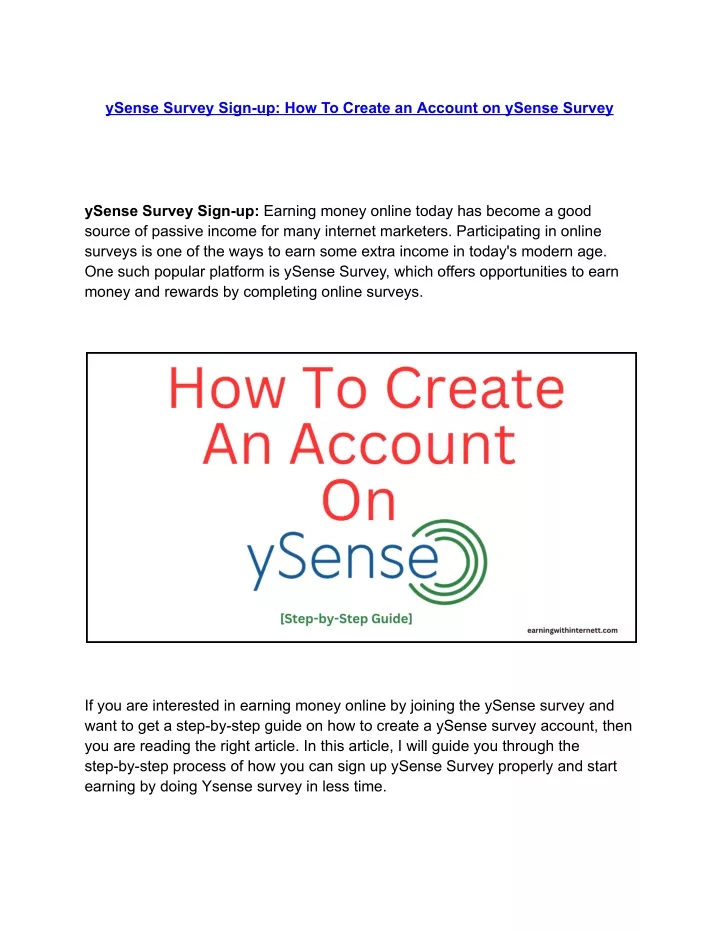 ysense survey sign up how to create an account