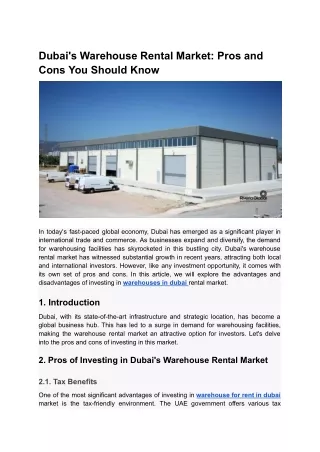 Dubai's Warehouse Rental Market_ Pros and Cons You Should Know