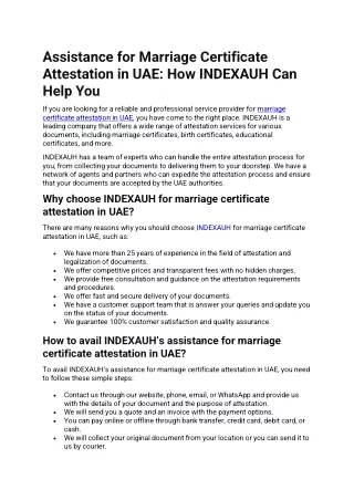 Assistance for Marriage Certificate Attestation in UAE