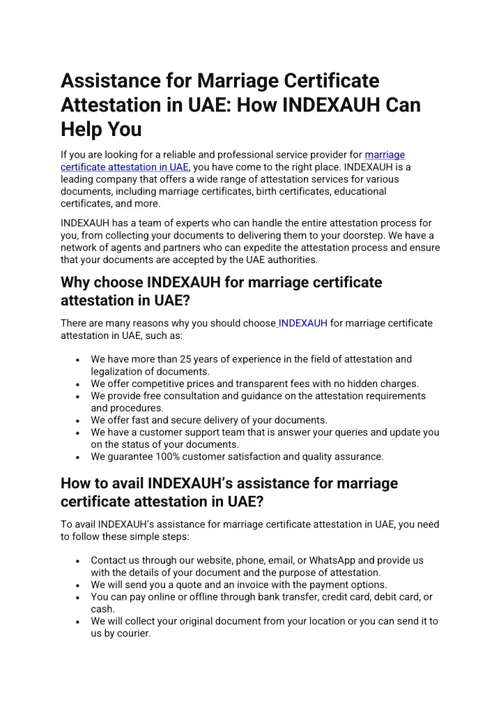 assistance for marriage certificate attestation