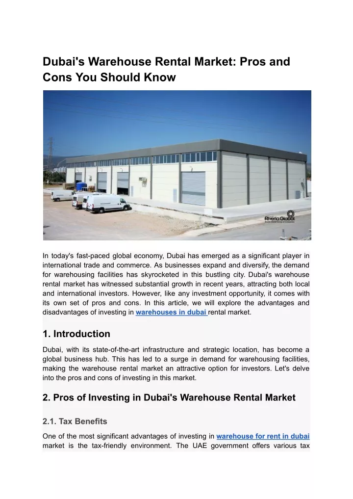 dubai s warehouse rental market pros and cons