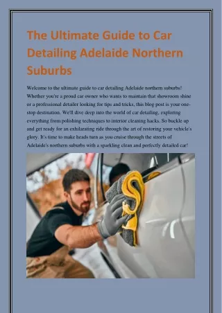 The Ultimate Guide to Car Detailing Adelaide Northern Suburbs