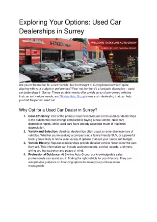 Exploring Your Options_ Used Car Dealerships in Surrey
