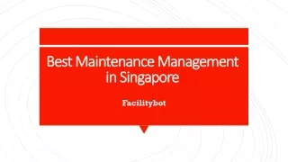 Best Maintenance Management in Singapore