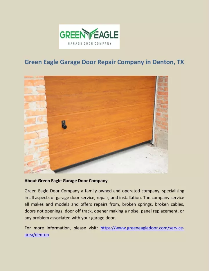 green eagle garage door repair company in denton