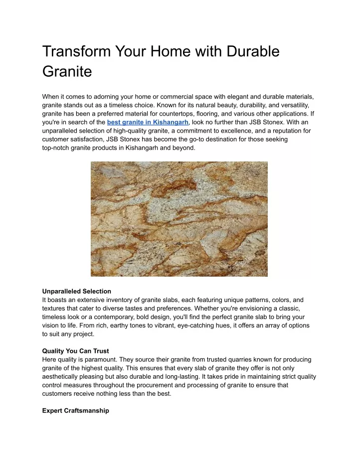 transform your home with durable granite