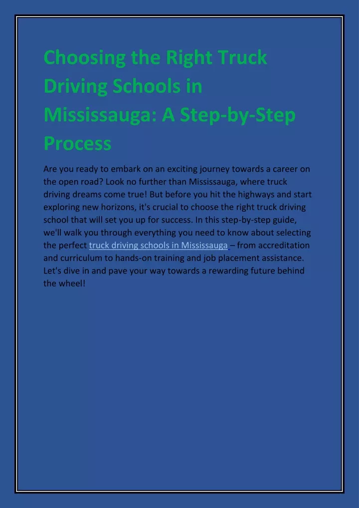 choosing the right truck driving schools