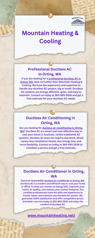 Professional Ductless AC in Orting, WA