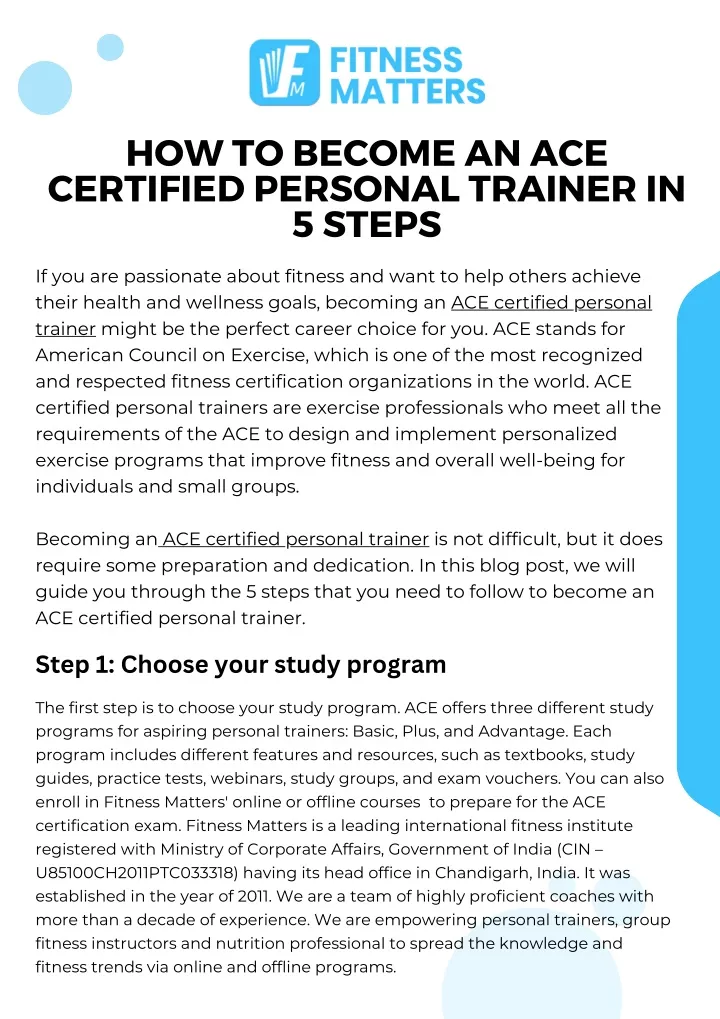 how to become an ace certified personal trainer