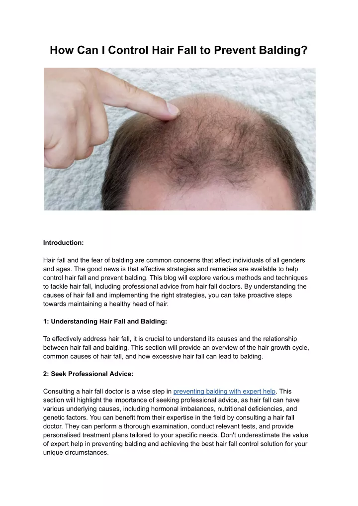 how can i control hair fall to prevent balding